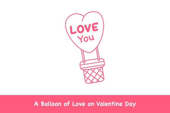 A Balloon of Love on Valentine Day: A Minimalist Illustration for Graphic Design Use