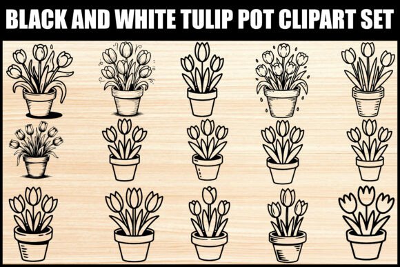 Black and White Tulip Pot Clipart – A Practical Review for Digital Sellers
