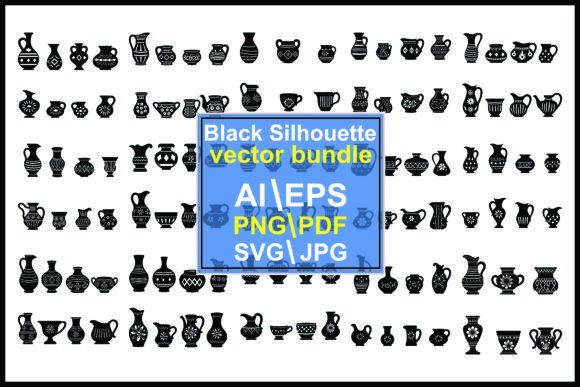 Black Silhouette Vase Graphics for Modern Branding and Illustration Projects