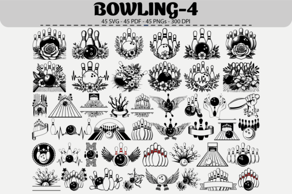 Bowling Clipart Set – 45 Designs for Real Embroidery Use