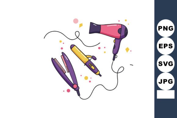 Cheerful Hair Styling Tools Graphics for Branding and Campaign Visuals