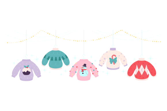 Christmas Sweaters Garland Graphics & Illustrations for Festive Digital Products