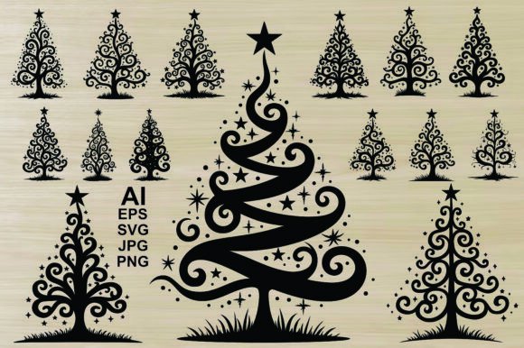 Christmas Tree Silhouette Design – A Festive Graphic for Holiday Branding and Marketing
