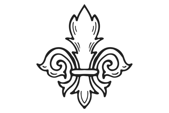 Classic French Flower in Vintage Heraldi: Elegant Graphics for Local Branding