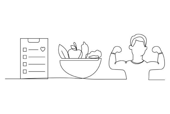 Continuous Line Design of Healthy: Clean Graphics for Editorial and Web Use