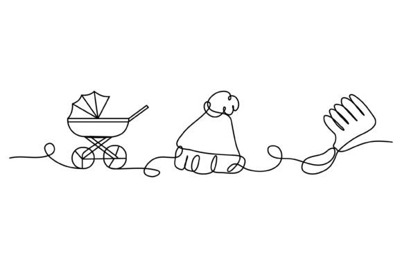 Continuous Line Design of Stroller – Clean Graphics for Crafters & Etsy Sellers
