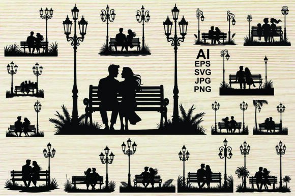 Couple Silhouette on a Park Bundle