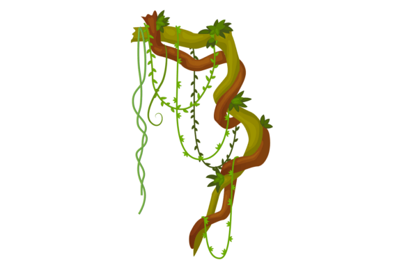 Creeper Branch on Twisted Jungle Tree. D – A Lush Graphic for Organic Branding and Jungle-Inspired Marketing Visuals
