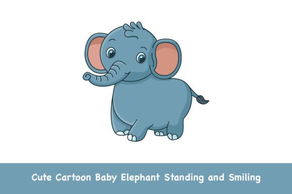 Cute Cartoon Baby Elephant Standing Graphics for Digital Sellers