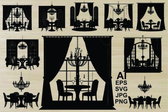 Dining Set Silhouette Bundle – Elegant Graphics for Crafters & Handmade Sellers