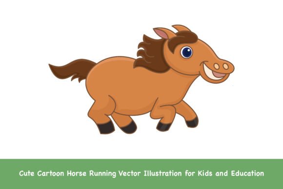 h1Cute Cartoon Horse Running Vector Graphics for Kids Illustrationsh1