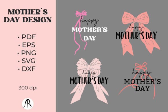 Happy Mother’s Day Designs with Bows SVG