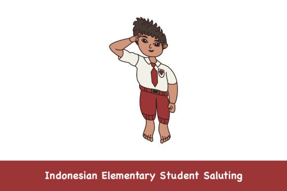 Indonesian Elementary Student Saluting – A Fresh Illustration for Graphics & Merchandise