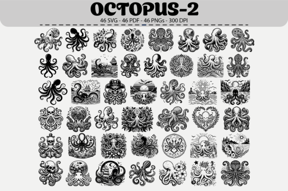 Octopus SVG Pack – 46 Designs for Blog Graphics & Editorial Illustrations