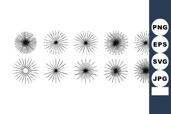 Radial Starburst Vector Set with Black Lines: Graphics & Illustrations for Dynamic Branding