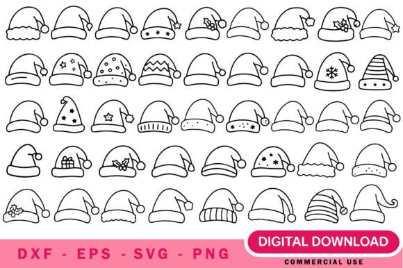 Santa Hat SVG Bundle – Festive Graphics for Holiday Craft Sellers