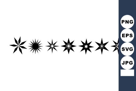 Set of Black Star Shapes in Vector Illus: Clean, Bold Graphics for Modern Branding