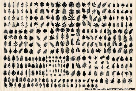 Set of Tropical Plants Black Silhouette: A Clean Graphic Design Asset for Modern Bloggers and Publishers