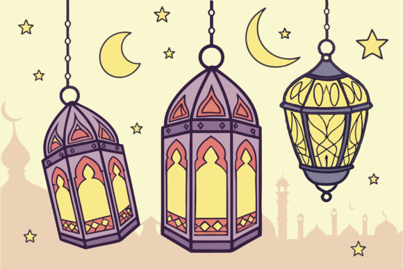 Vibrant Ramadan Lanterns Graphics & Illustrations for Handmade Crafts